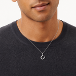Sterling Silver Rhodium-plated Horseshoe CZ Pendant - Model Shot