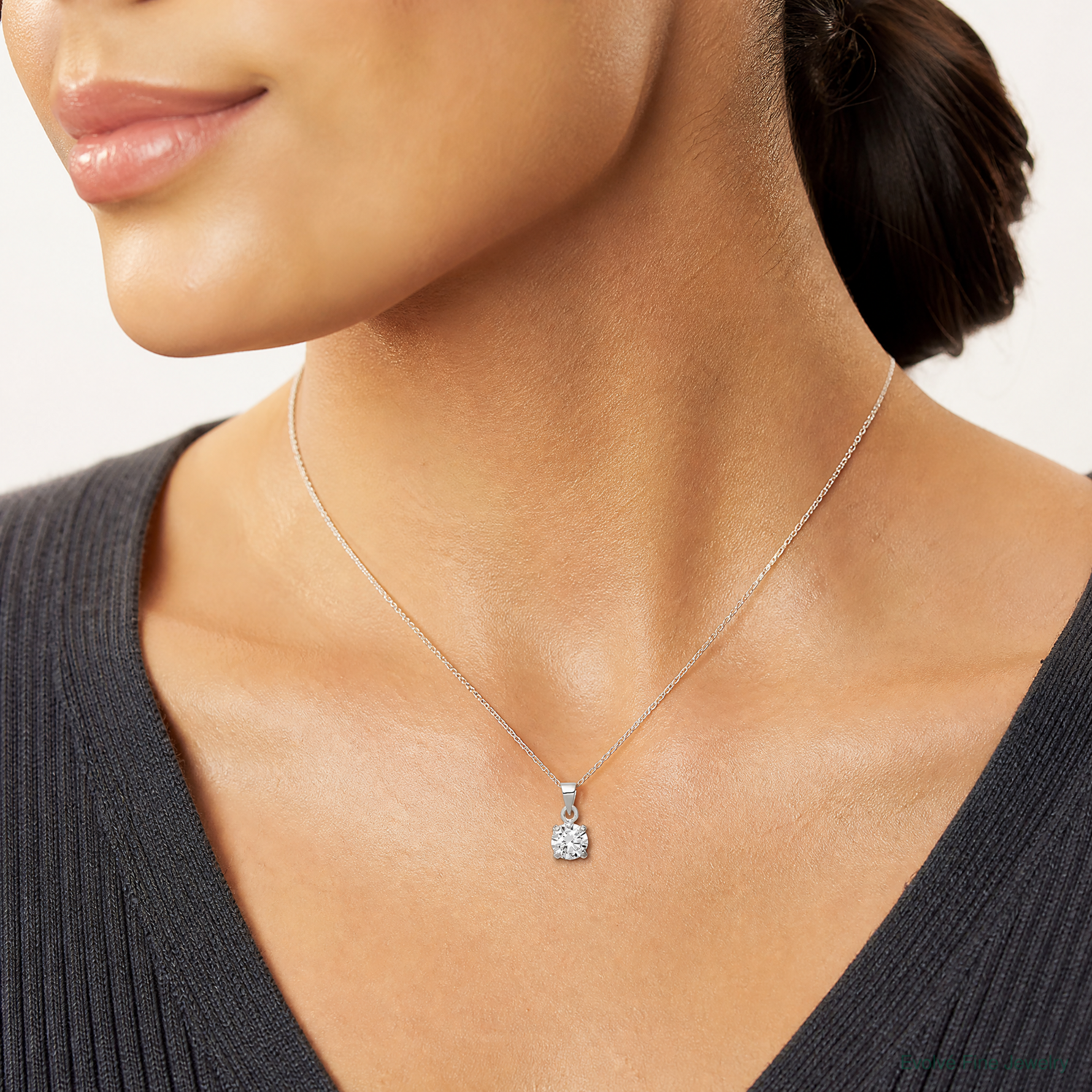 Sterling Silver CZ Pendant - Model Shot