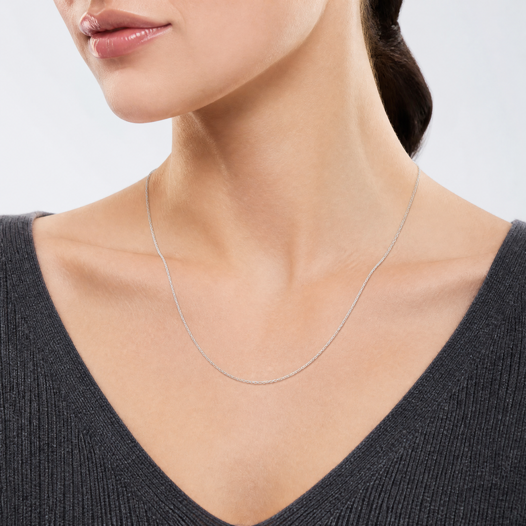 Sterling Silver .95mm Forzantine Cable Chain - Model Shot