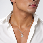 Sterling Silver/Rhodium-plated Satin Number 3 Charm - Model Shot