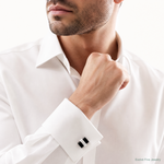 Sterling Silver Onyx Cuff Links - Model Shot