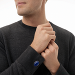 Sterling Silver Cabochon Lapis Cuff Links - Model Shot