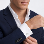 Sterling Silver Rhodium-plated Stripe Design Cuff Links - Model Shot