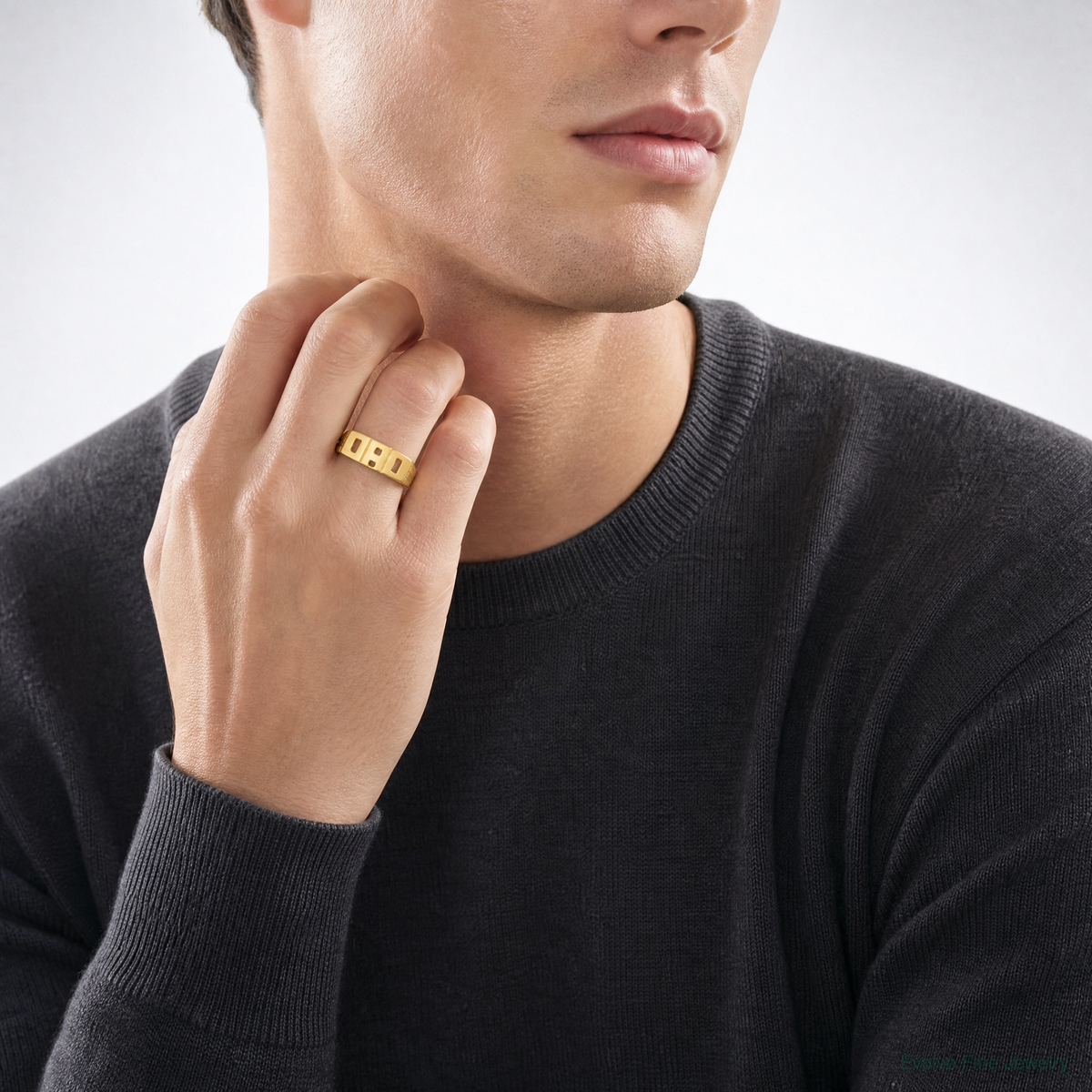 Sterling Silver Gold-tone Polished DAD Ring - Model Shot
