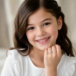 Sterling Silver Clear CZ Rose Kid's Ring - Model Shot