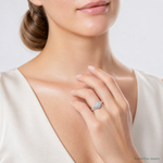 Sterling Silver Rhodium-plated Halo 8mm Center CZ Ring - Model Shot