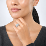 Sterling Silver Rhodium plated CZ 3 piece Bridal Ring Set - Model Shot