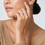 Sterling Silver Rose Gold-Plated Polished CZ Engagement Ring and Band Set - Model Shot