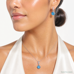 Sterling Silver Rhod-plated Blue and Clear CZ Pendant and Earring Set - Model Shot