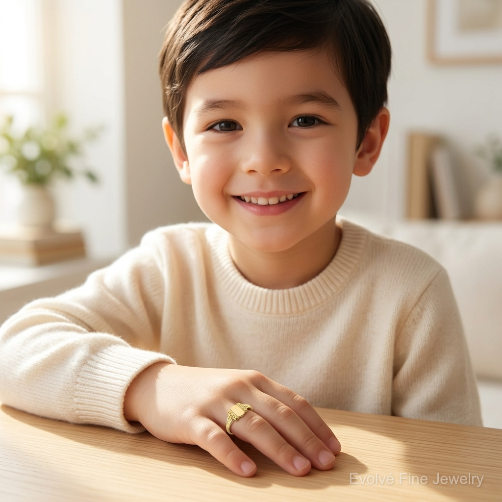 14k Childs Signet Ring - Model Shot