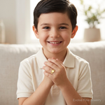 14K Polished Rectangular Baby Signet Ring - Model Shot