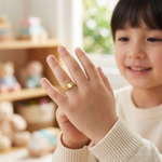 14K Polished Square Baby Signet Ring - Model Shot