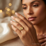 14K Cross Inside Oval W/Scroll and Heart Ring - Model Shot