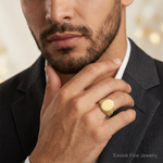 14k 14.0x17.0mm Open Back Mens Signet Ring - Model Shot