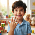 14k 8.5x6.5mm Open Back Child's Signet Ring - Model Shot