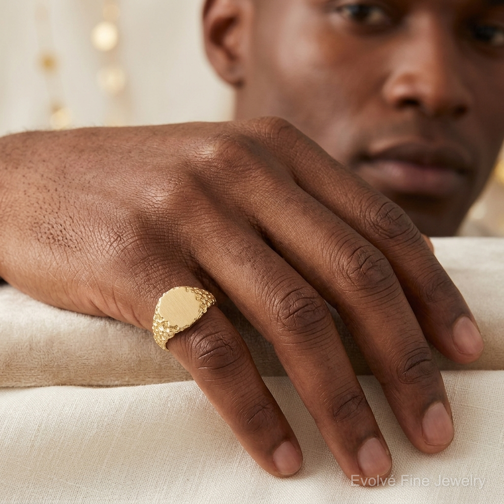 14k 9.5x8.5mm Closed Back Signet Ring - Model Shot