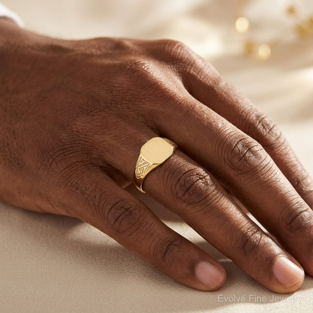 14k 8.5x7.0mm Open Back Signet Ring - Model Shot
