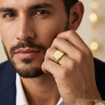 14k 13.0 x 14.0mm Open Back Mens Signet Ring - Model Shot