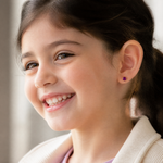 14k Madi K 5mm CZ Birthstone (Jun) Earrings - Model Shot