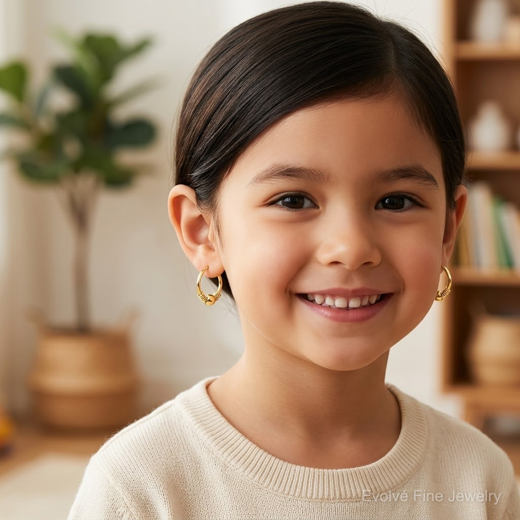 14k Madi K Endless Hoop w/Bead Earrings - Model Shot