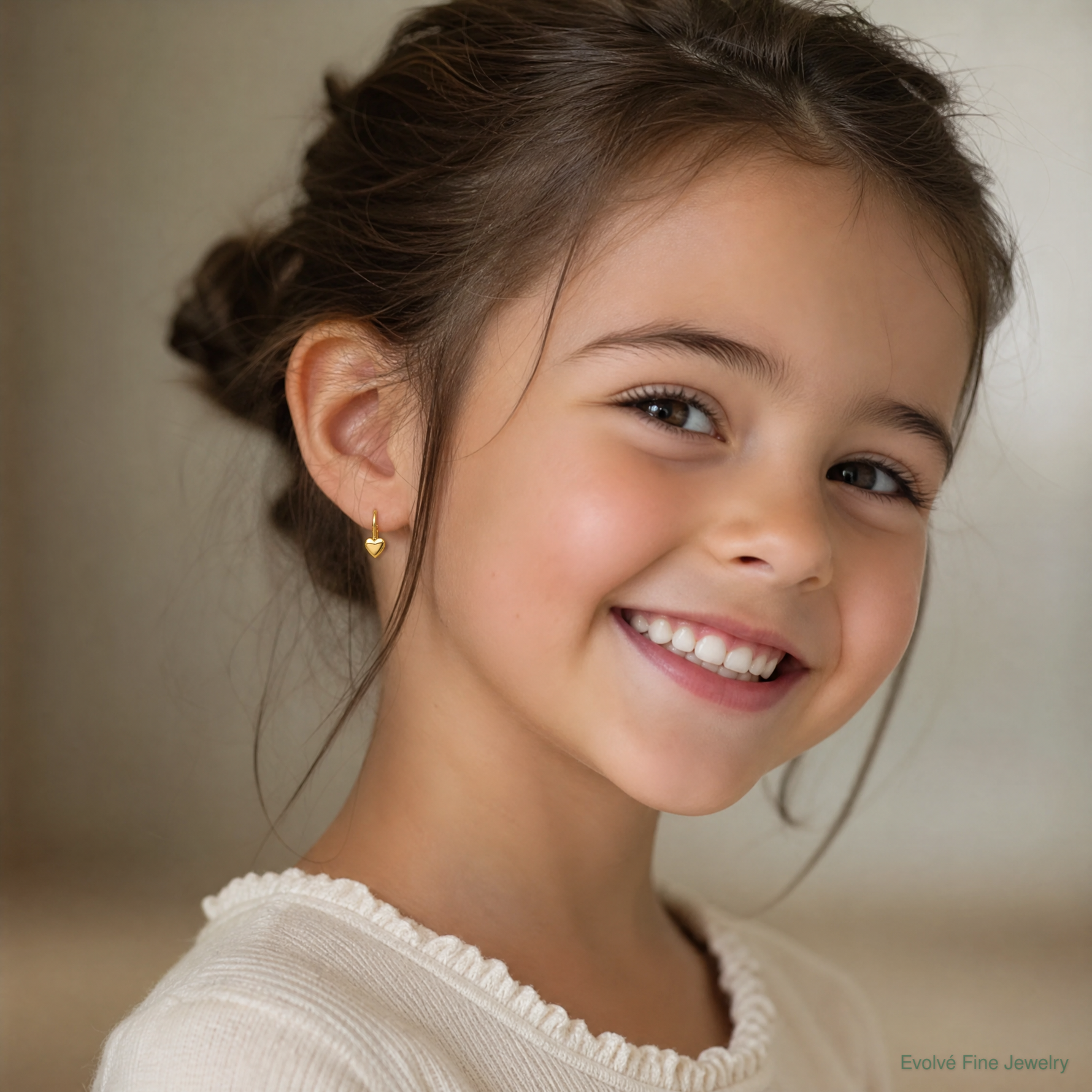 14k Madi K Heart Leverback Earrings - Model Shot