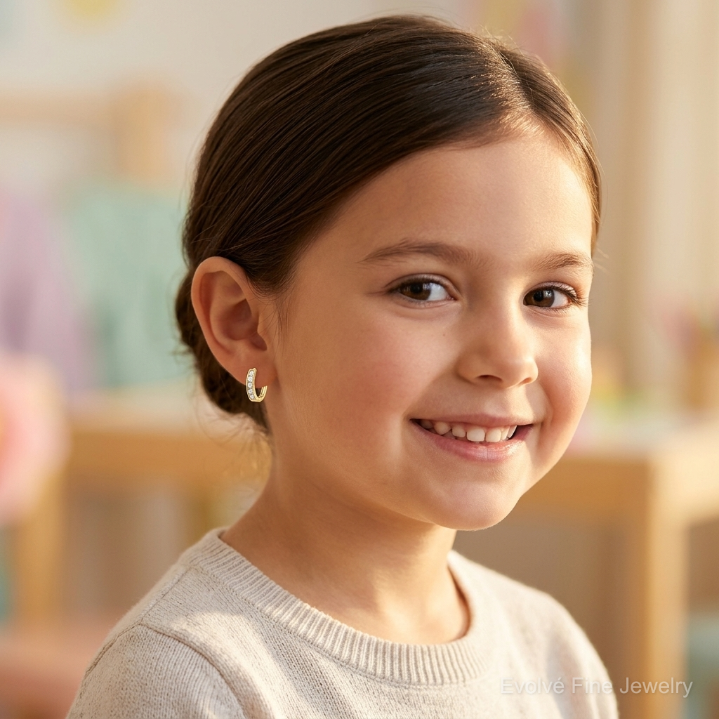 14k Madi K CZ Hinged Hoop Earrings - Model Shot