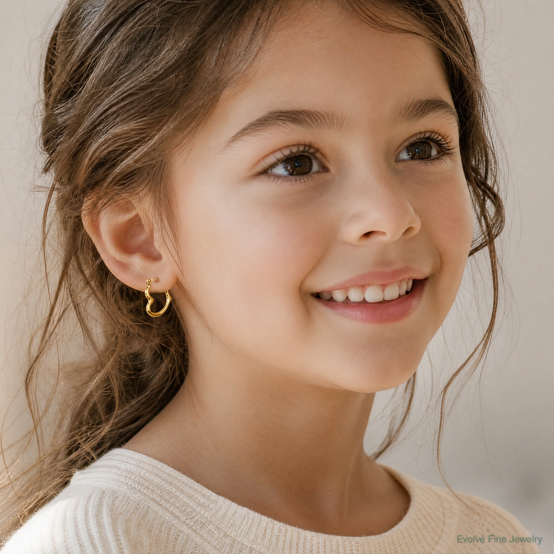 14k Madi K Heart Shaped Hollow Hoop Earrings - Model Shot