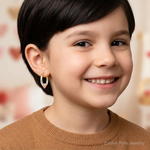 14K w/Rose and White Rhodium Madi K Heart Hoop Earrings - Model Shot