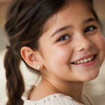 14k w/Rhodium Madi K Satin Leaf Post Earrings - Model Shot