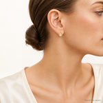 14K Polished Freshwater Pearl Teardrop Post Earrings - Model Shot