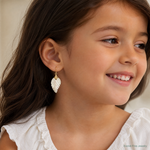 14k Madi K Mother of Pearl Leaf Dangle Earrings - Model Shot