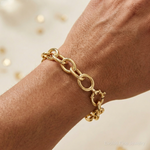 14k Polished Fancy Oval Link Bracelet - Model Shot