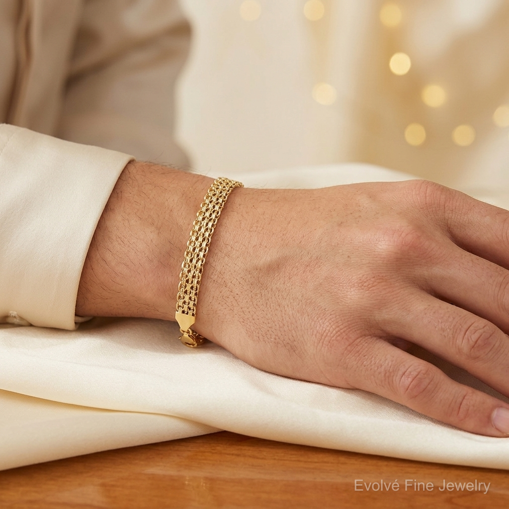 14k Polished Fancy Link Bracelet - Model Shot