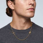 14k Polished Cross Rosary 16 inch Necklace - Model Shot