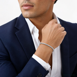 14k with White Rhodium Plating Stretch Mesh Bracelet - Model Shot