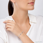 14K White Polished & Satin D/C Omega Bracelet - Model Shot