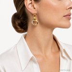 14K Two-tone Polished Intertwined Circles Post Dangle Earrings - Model Shot