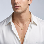 14K Polished Faceted Beads Rosary Necklace - Model Shot