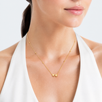 14K D/C Beaded Double Star 16in w/2in ext. Necklace - Model Shot