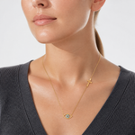 14K Polished CZ Evil Eye and Cross 18in with 2in ext. Necklace - Model Shot