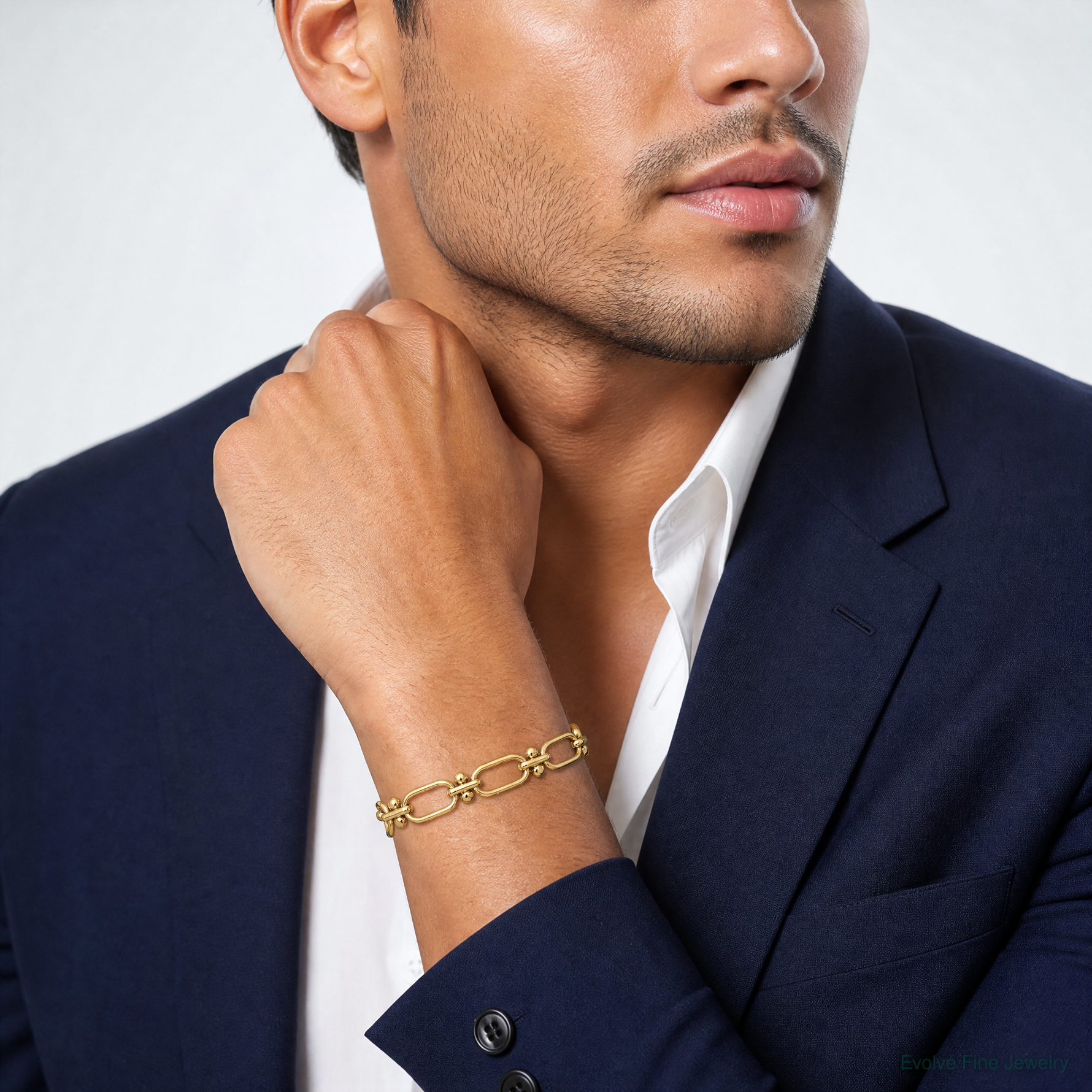 14k Polished Open Textured Fancy Link Bracelet - Model Shot