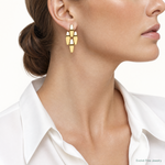 14K Polished Fancy Link Dangle Post Earrings - Model Shot