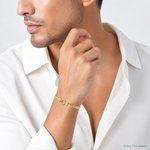 14k Polished 7.5in Curb Link with Circle Element Bracelet - Model Shot