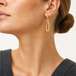 14k Polished Paperclip Link Chain 7mm Post Earrings - Model Shot