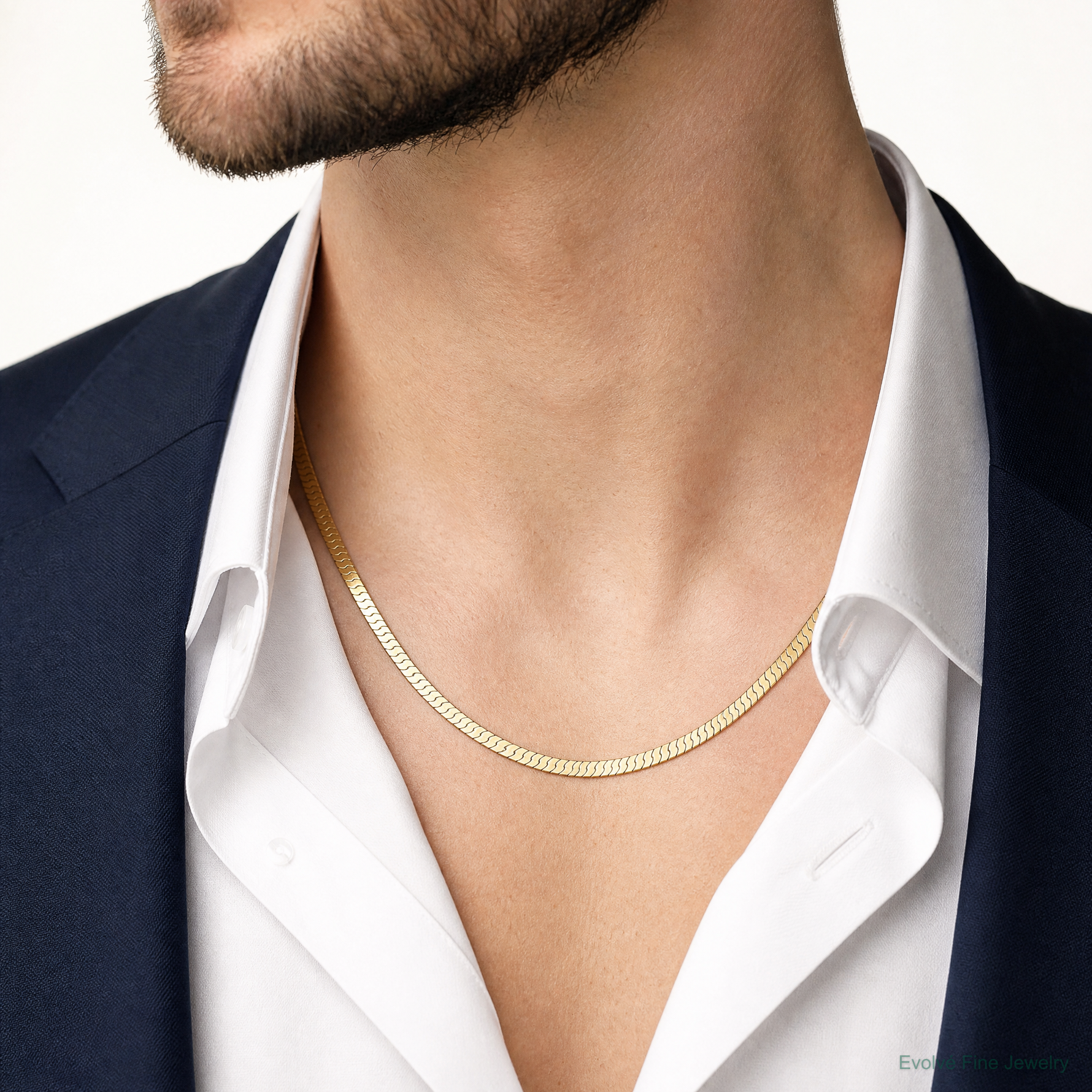 14k 2.5mm Silky Herringbone Chain - Model Shot
