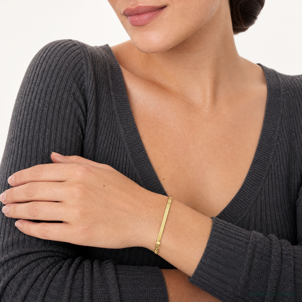 14k 2.5mm Silky Herringbone Chain - Model Shot