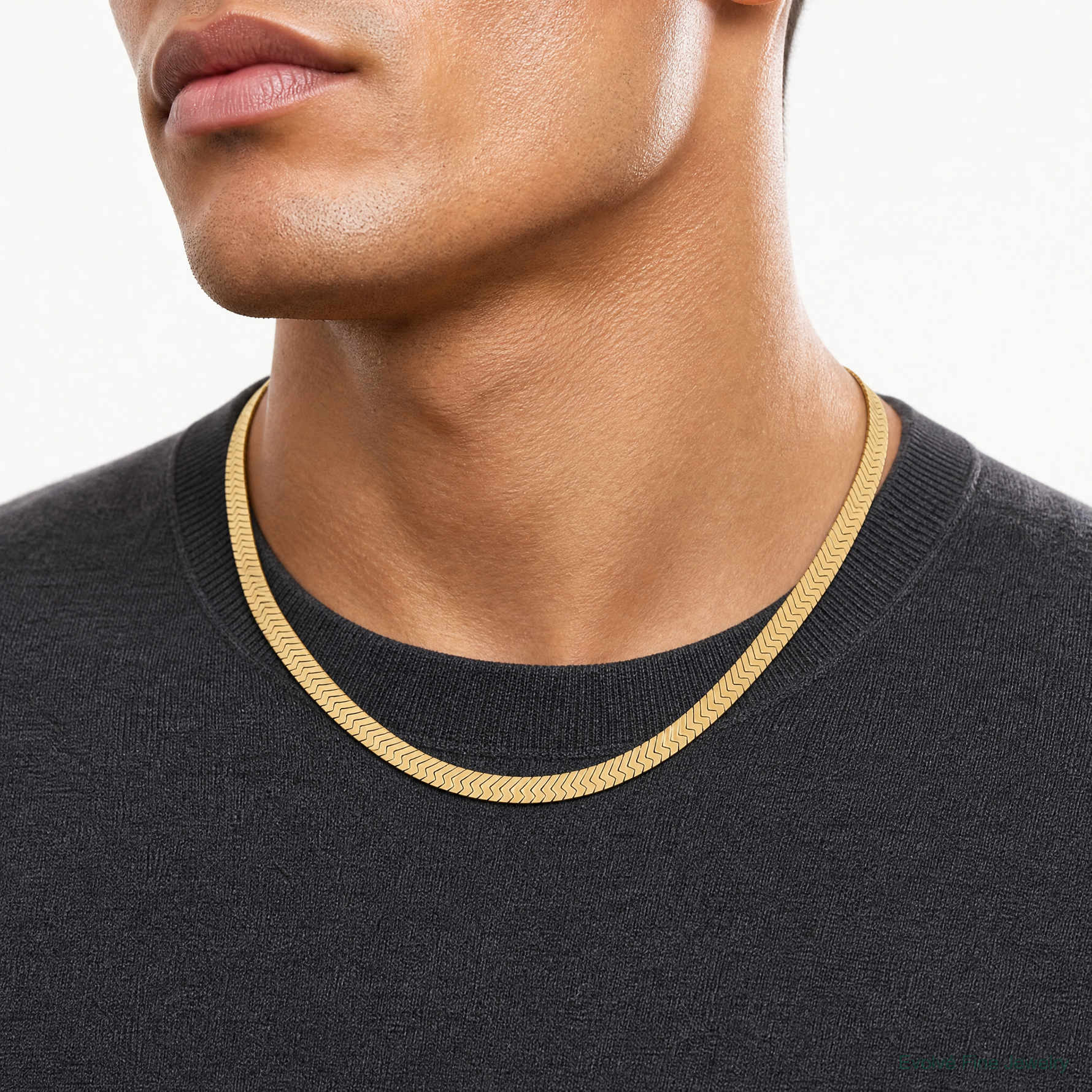 14k 6.5mm Silky Herringbone Chain - Model Shot