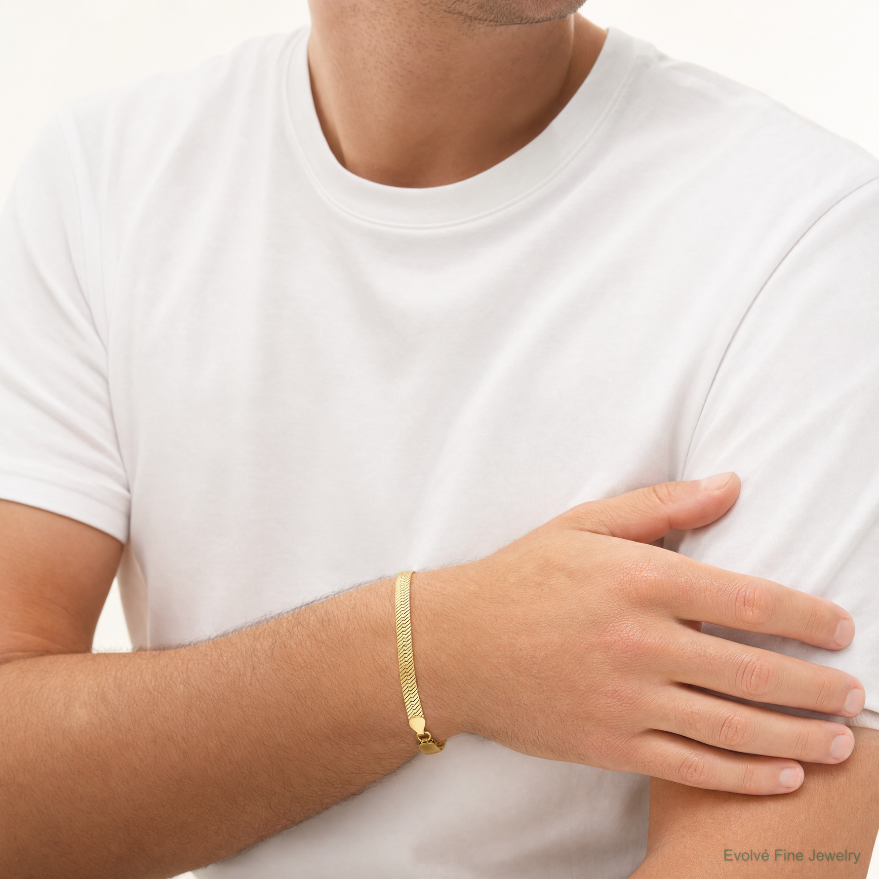 14k 6.5mm Silky Herringbone Chain - Model Shot