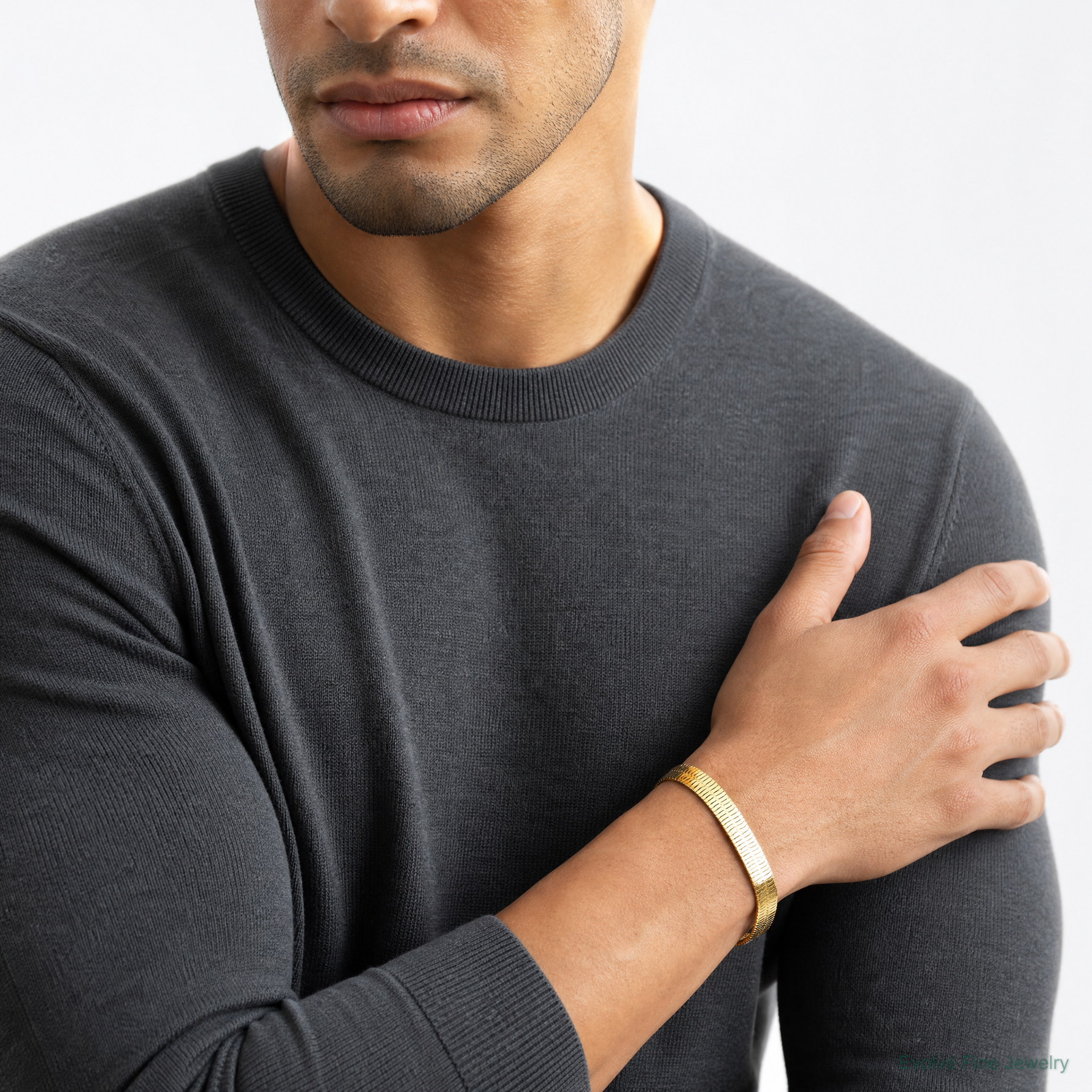 14k 10mm Silky Herringbone Chain - Model Shot