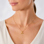 14k Small Brushed Diamond-cut Top Charm - Model Shot